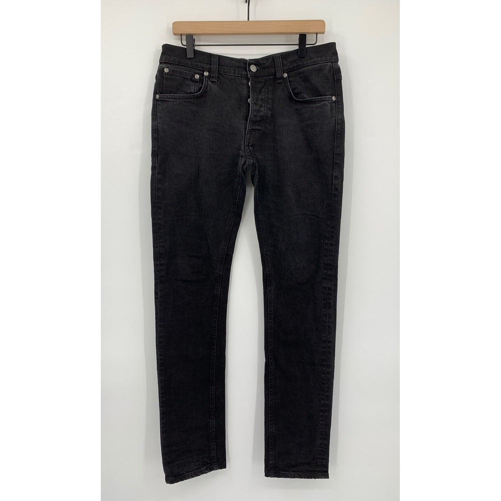 Nudie Jeans Mens 33x34‎ Black Tilted Tor Organic Cotton Slim Fit Denim Pants